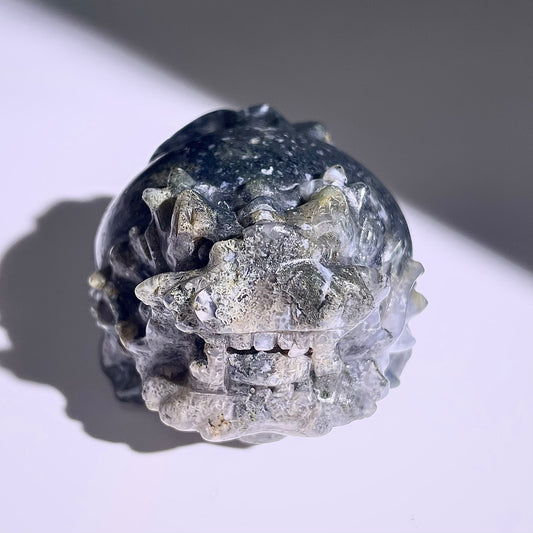 B414◇1点物◇モスアゲート 竜亀◇63×56×41mm◇天然石・鉱物・パワーストーン