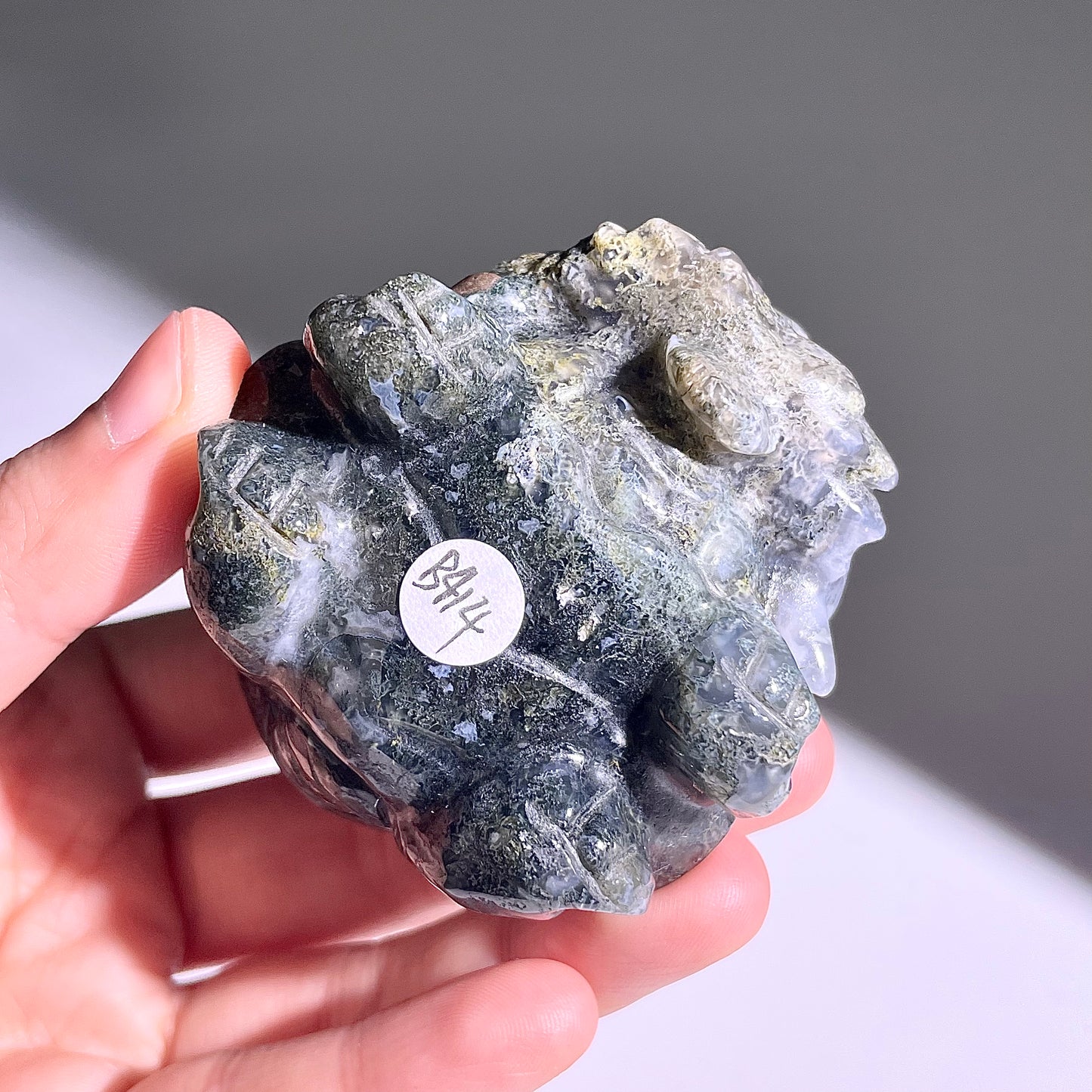 B414◇1点物◇モスアゲート 竜亀◇63×56×41mm◇天然石・鉱物・パワーストーン