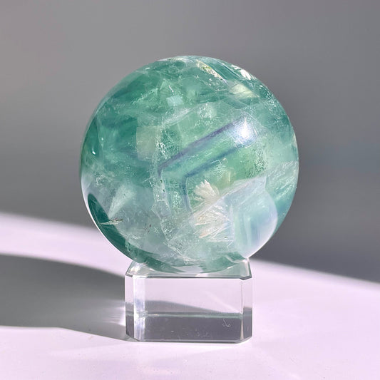 B632◇1点物◇フェザーフローライト ボール◇60×60×60mm◇天然石・鉱物・パワーストーン