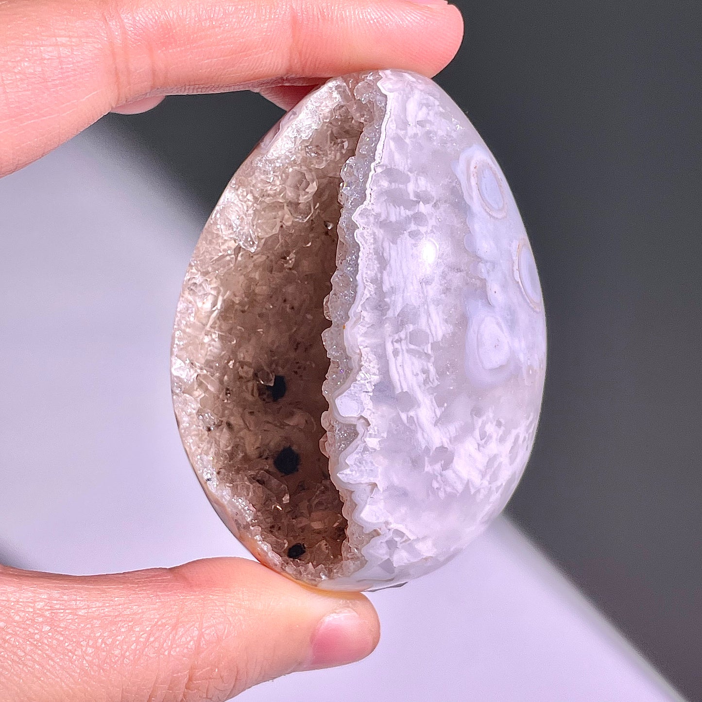 B666◇彩晶マシュマロ エッグ◇64×46×44mm◇天然石・鉱物・パワーストーン