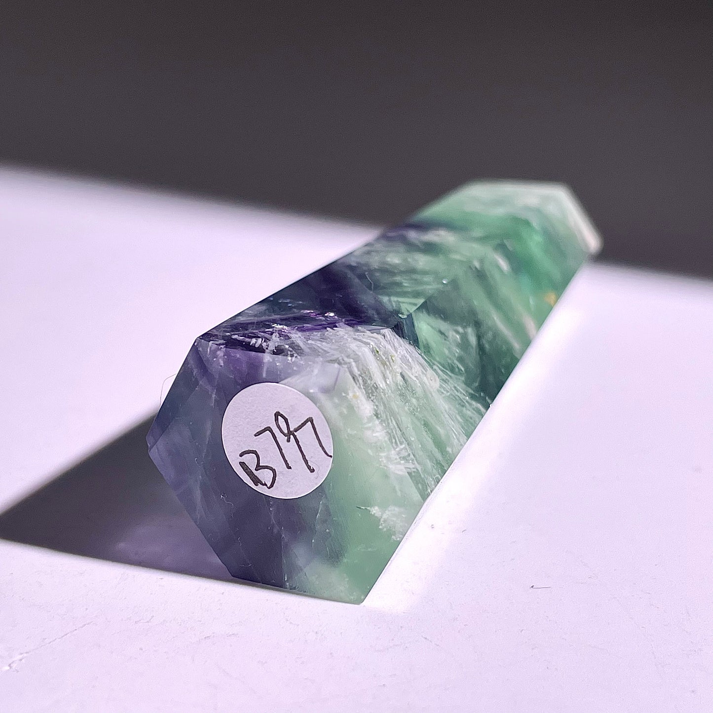 B797◇フェザー フローライト ピラー◇97×22×22mm◇天然石・鉱物・パワーストーン