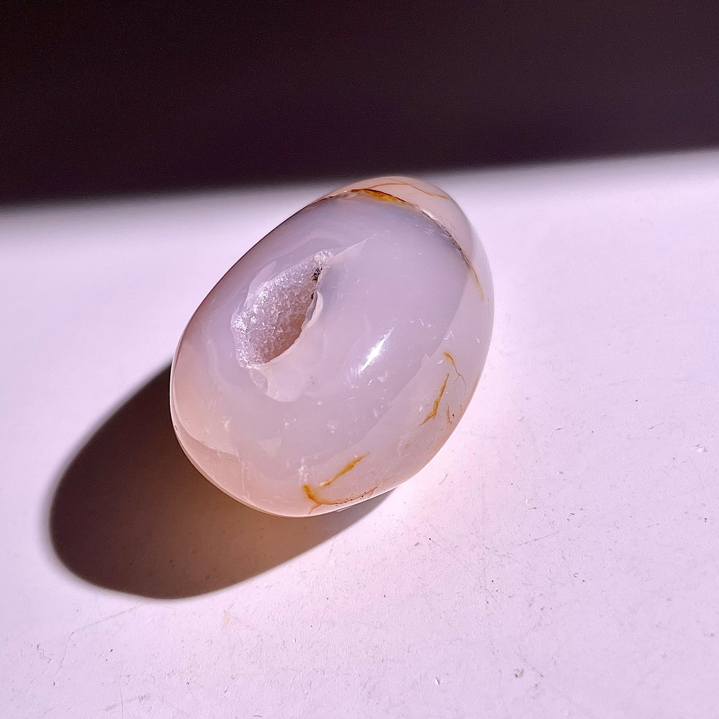 B858◇彩晶マシュマロ エッグ◇49×29×22mm◇天然石・鉱物・パワーストーン