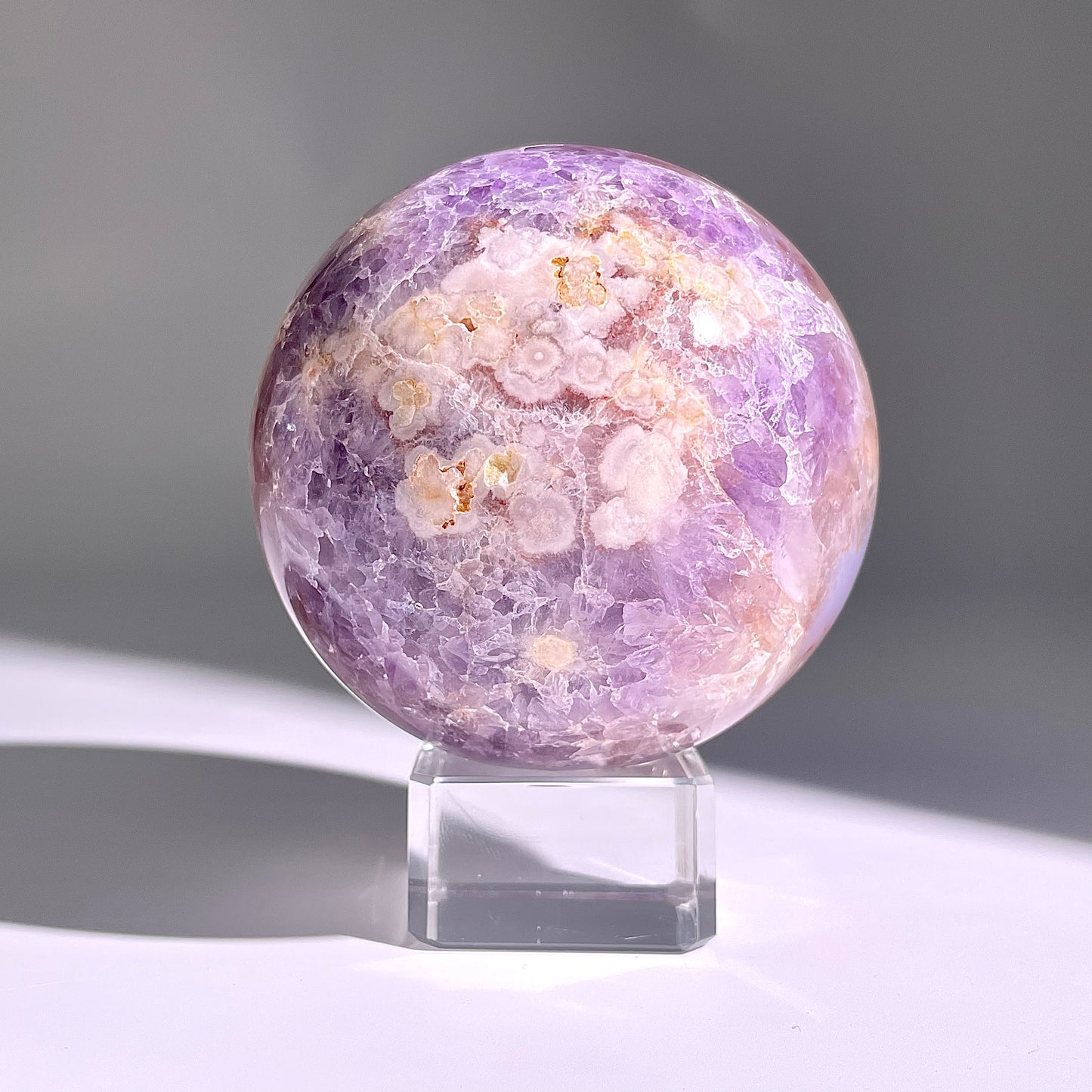 B153◇１点物◇桜紫瑪瑙ボール◇86×86×86mm天然石・鉱物・パワーストーン