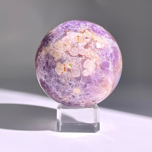 B153◇１点物◇桜紫瑪瑙ボール◇86×86×86mm天然石・鉱物・パワーストーン