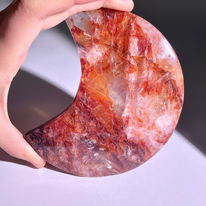 B301◇１点物◇レッドヘマタイトクォーツ ムーン◇128×81×23mm◇天然石・鉱物・パワーストーン