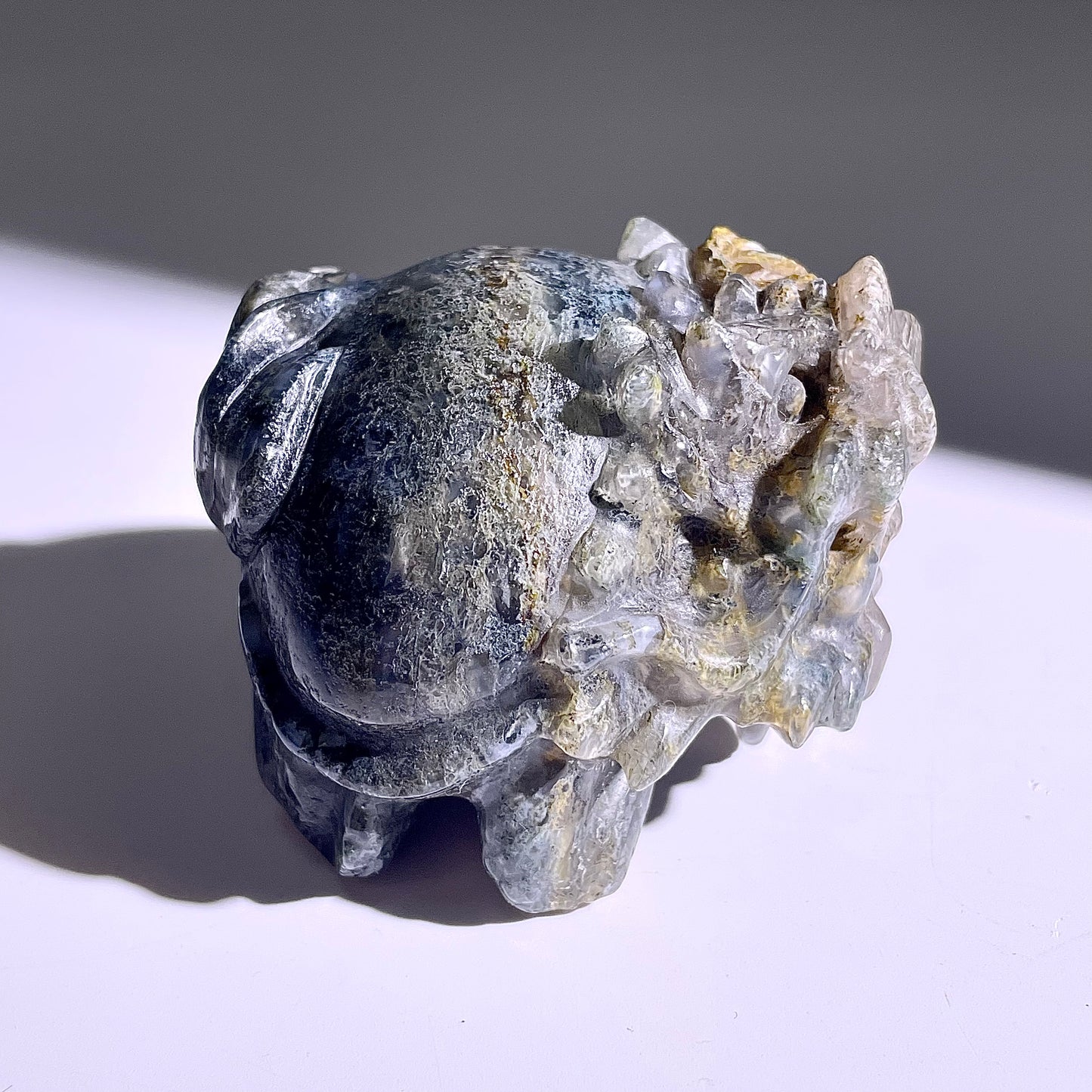 B415◇１点物◇モスアゲート  竜亀◇63×60×51mm◇天然石・鉱物・パワーストーン