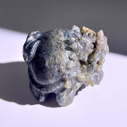 B415◇１点物◇モスアゲート  竜亀◇63×60×51mm◇天然石・鉱物・パワーストーン