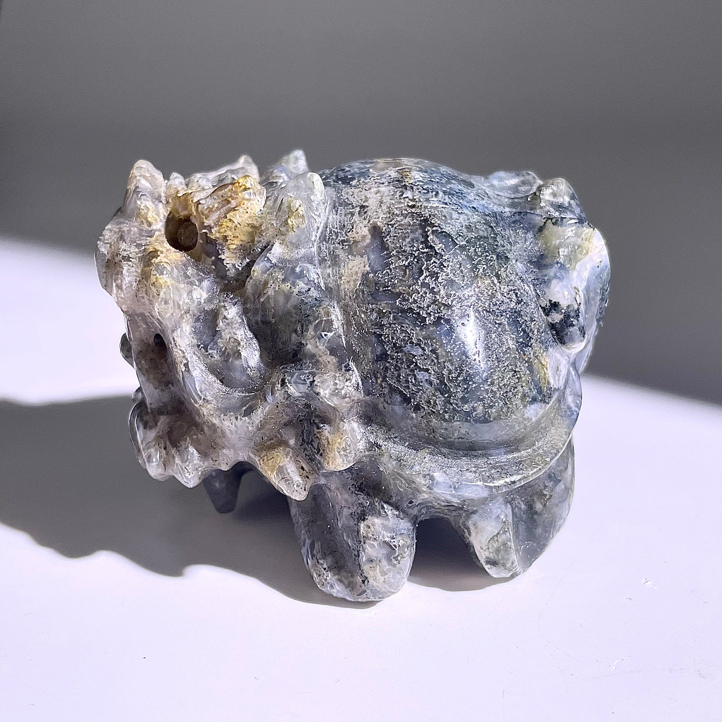 B415◇１点物◇モスアゲート  竜亀◇63×60×51mm◇天然石・鉱物・パワーストーン
