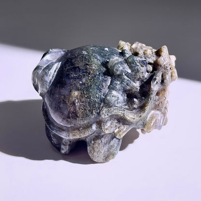 B417◇１点物◇モスアゲート  竜亀◇63×56×40mm◇天然石・鉱物・パワーストーン