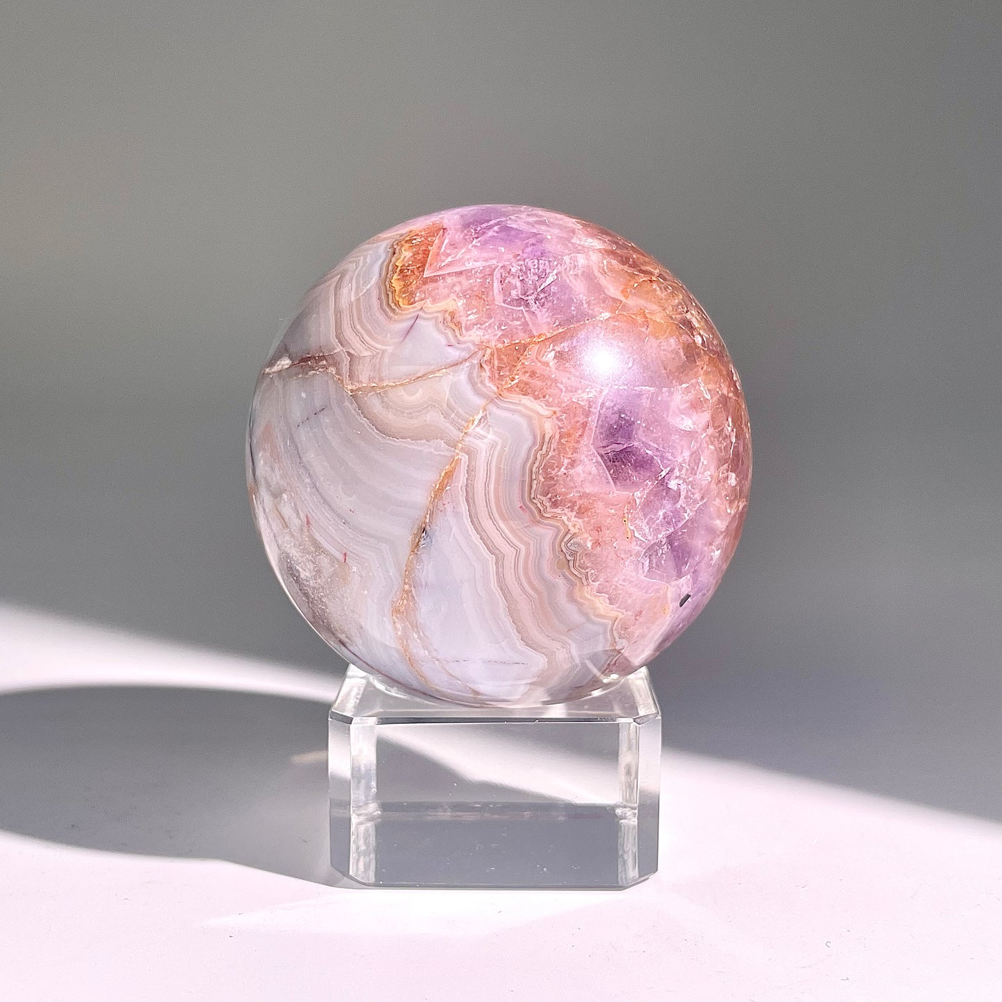 B477◇１点物◇アメジストのアゲート ボール◇55×55×55mm◇天然石・鉱物・パワーストーン