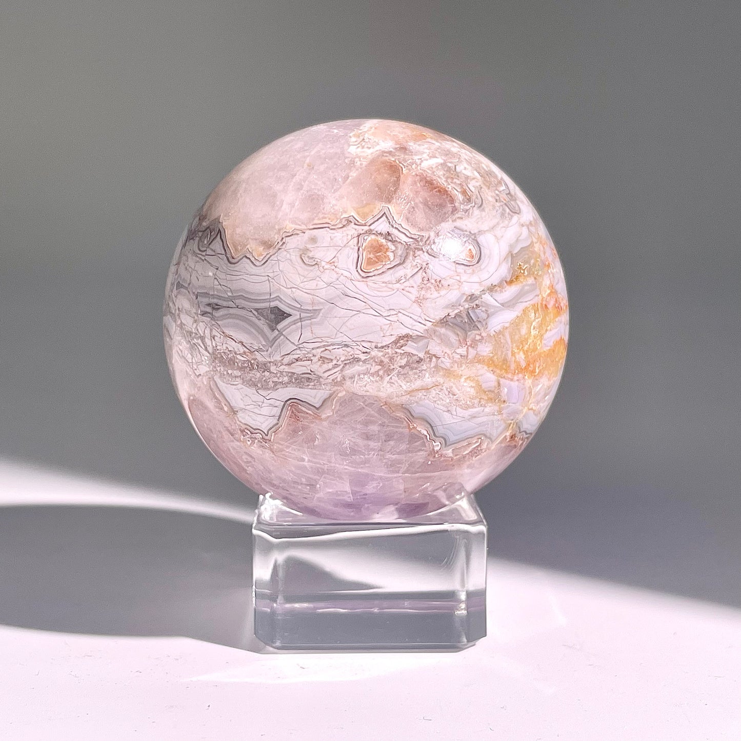 B480◇１点物◇アメジストのアゲート ボール◇53×53×53mm◇天然石・鉱物・パワーストーン