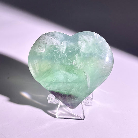 B573◇１点物◇フェザーフローライト  ハート◇41×50×11mm◇天然石・鉱物・パワーストーン