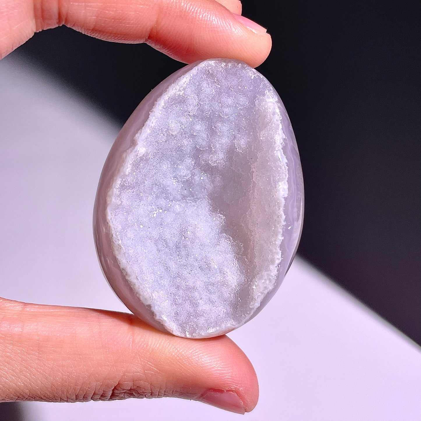 B663◇彩晶マシュマロ エッグ◇51×38×32mm◇天然石・鉱物・パワーストーン