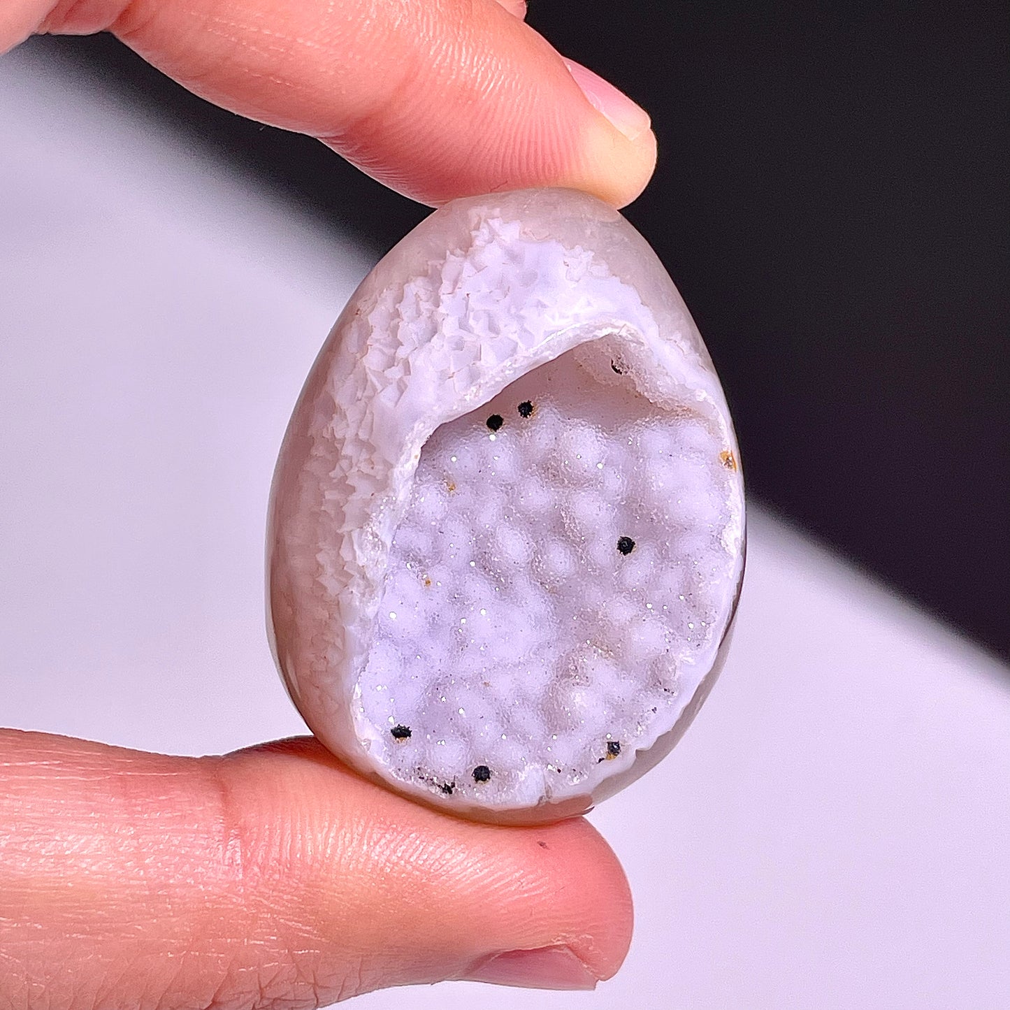 B668◇彩晶マシュマロ エッグ◇39×29×24mm◇天然石・鉱物・パワーストーン