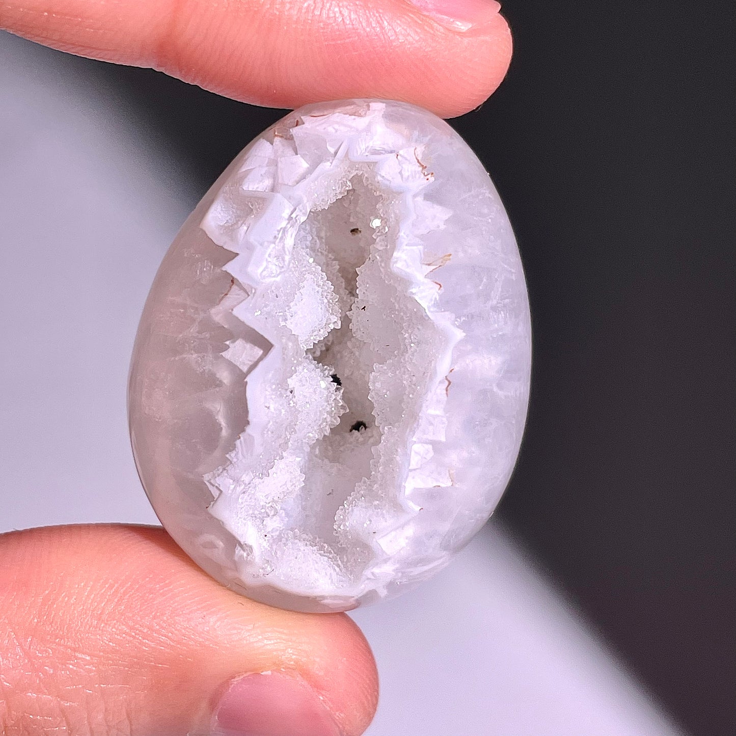 B669◇彩晶マシュマロ エッグ◇36×27×26mm◇天然石・鉱物・パワーストーン