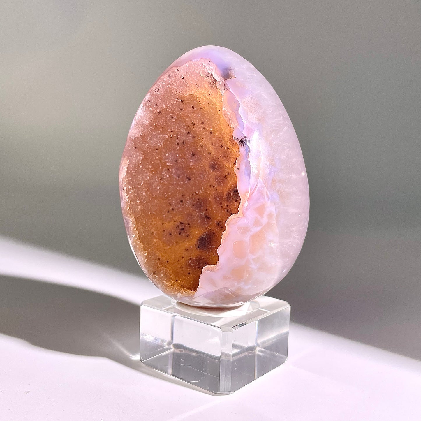 B769◇彩晶マシュマロ エッグ◇86×64×52mm◇天然石・鉱物・パワーストーン