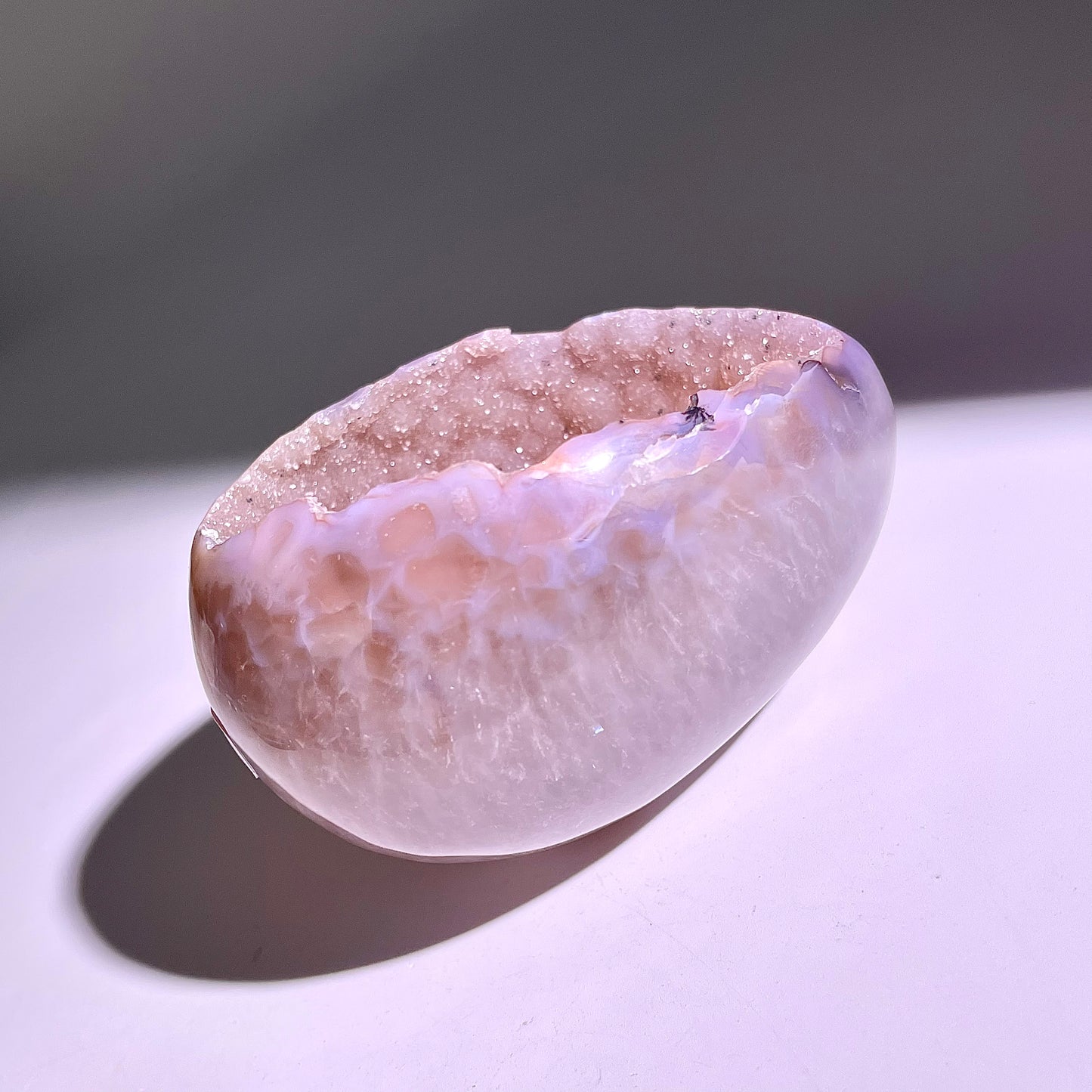 B769◇彩晶マシュマロ エッグ◇86×64×52mm◇天然石・鉱物・パワーストーン