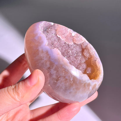 B769◇彩晶マシュマロ エッグ◇86×64×52mm◇天然石・鉱物・パワーストーン
