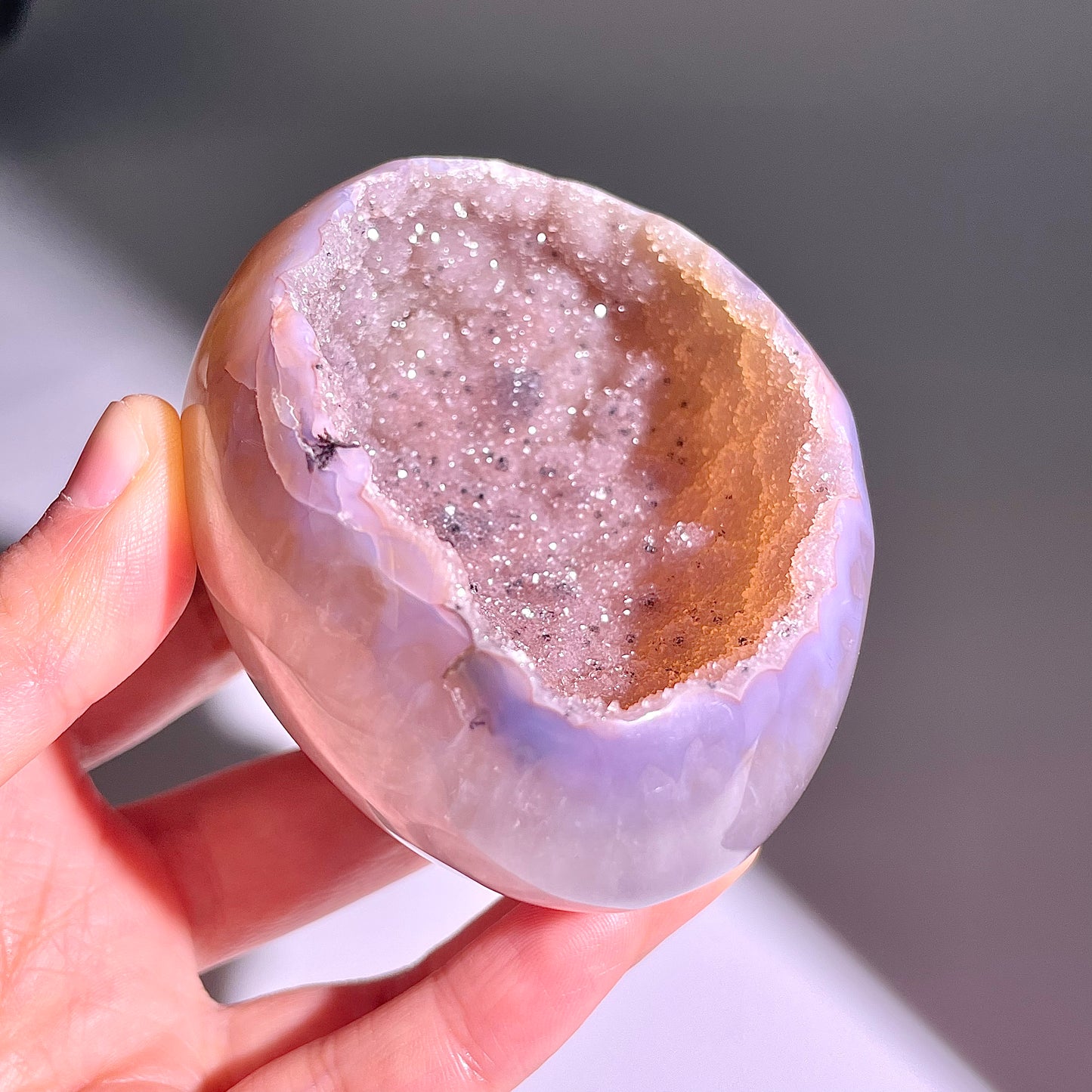 B769◇彩晶マシュマロ エッグ◇86×64×52mm◇天然石・鉱物・パワーストーン