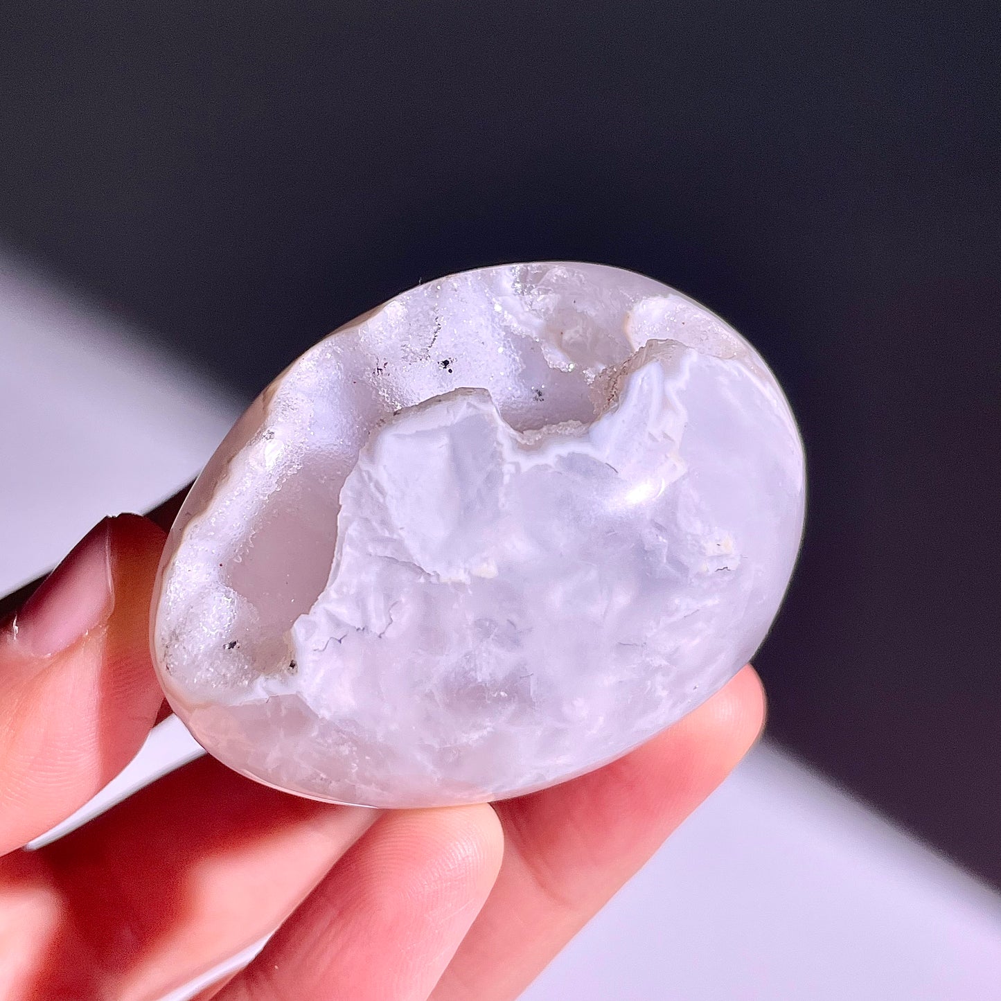 B779◇彩晶マシュマロ エッグ◇54×41×35mm◇天然石・鉱物・パワーストーン