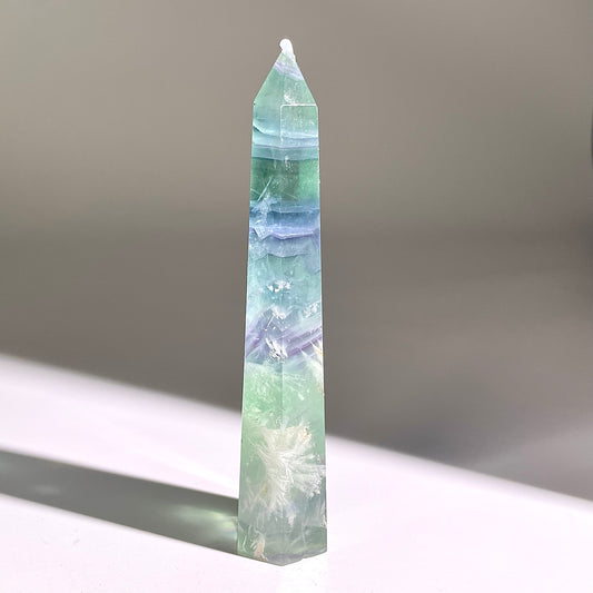 B794◇フェザー フローライト ピラー◇118×29×21mm◇天然石・鉱物・パワーストーン