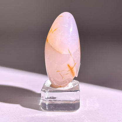 B858◇彩晶マシュマロ エッグ◇49×29×22mm◇天然石・鉱物・パワーストーン